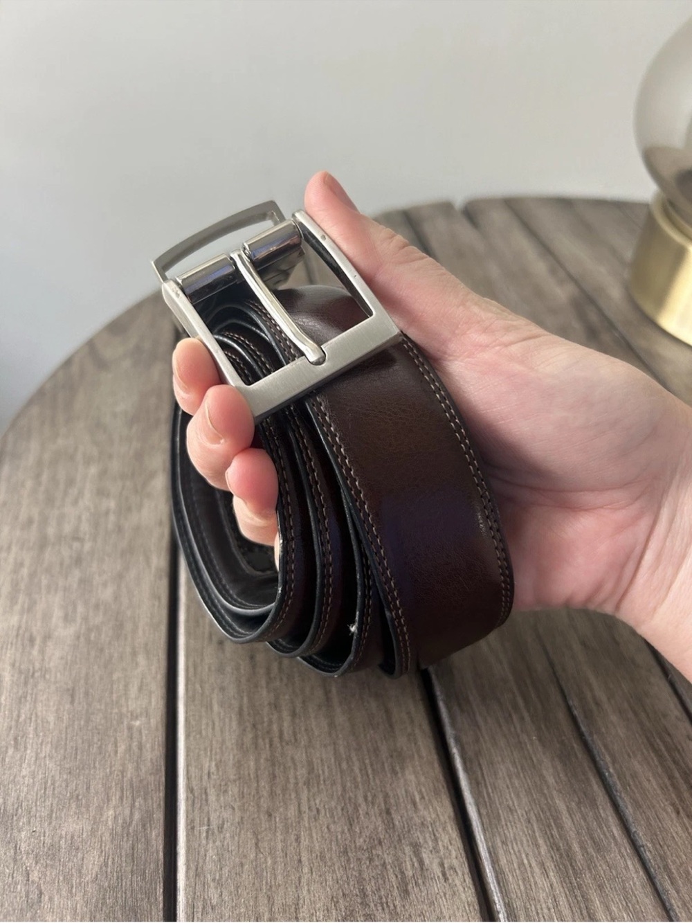 BAF 50/125 reversible belt w/ rotating metal buckle Genuine Leather Black/brown